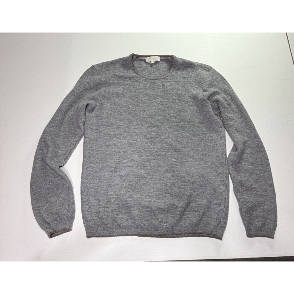 Jack Victor Merino Wool Sweater Mens M Gray Crewneck Luxury Knit NWOT